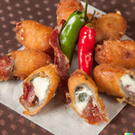 5 Jalapeno Poppers stuffed with Cream Cheese and Bacon